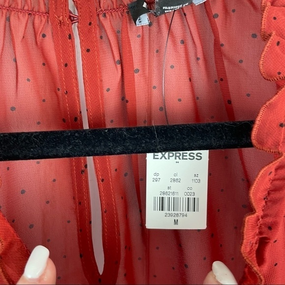 Express NWT rust polka dot blouse - Picture 3 of 7